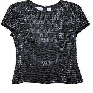 NWT. Vintage Nahdree Black TIE designer evening top.